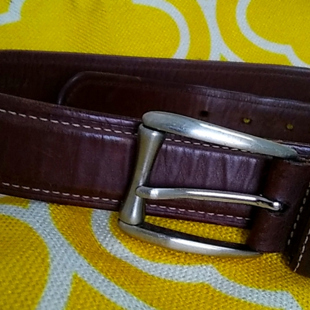 Cole Haan Brown Leather Belt with Silvertone Buckle